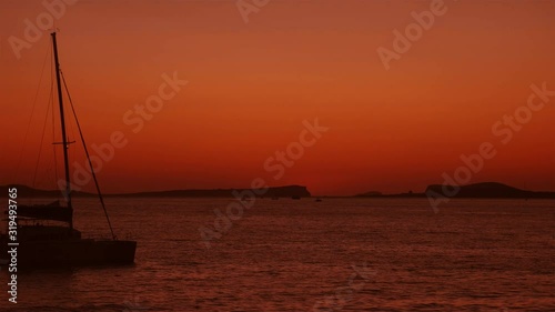 Post sunset sea at Ibiza San Antionio port photo