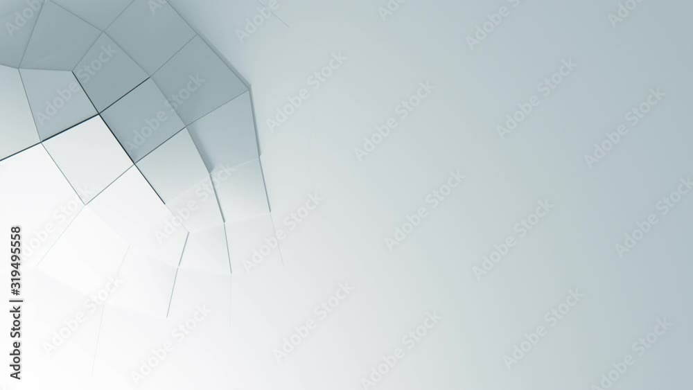 Abstract White Geometric Surface quad Loop clean minimal pattern, Animated 3d background for business presentation. Soft shadows and reflection. Paper Wave moving. Seamless loop 4K UHD FullHD.