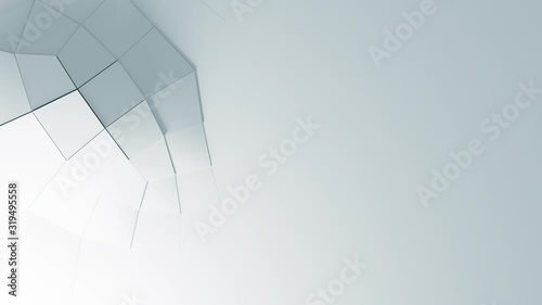 Abstract White Geometric Surface quad Loop clean minimal pattern, Animated 3d background for business presentation. Soft shadows and reflection. Paper Wave moving. Seamless loop 4K UHD FullHD.