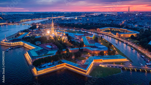evening historical center of Saint Petersburg from a height of flight © DANIL