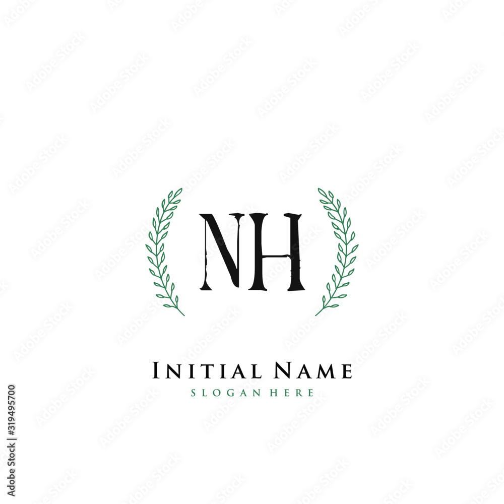 NH Initial handwriting logo vector NH Initial handwriting logo vector