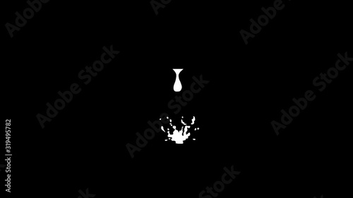 2d animation of water drop and water crown, Liquid splashing seamless loop.