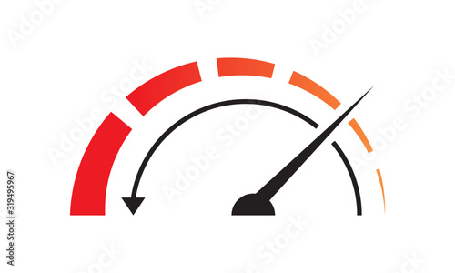 Fast acceleration speedometer icon isolated on white background.