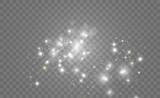 Stars glitter special light effect. Vector sparkles on transparent background. Christmas abstract pattern. Sparkling magic dust particles	