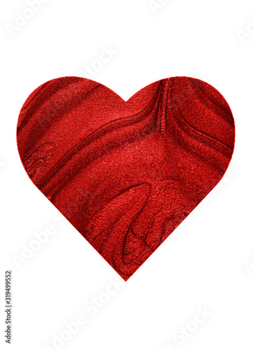 Abstract red heart made of liquid nail polish texture.Pour painting acrylic stains.Saint valentine s day concept.Abstract background.