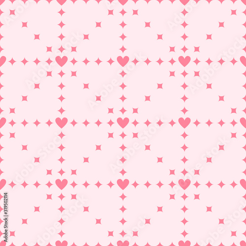 Heart pattern with diamonds. Seamless vector background