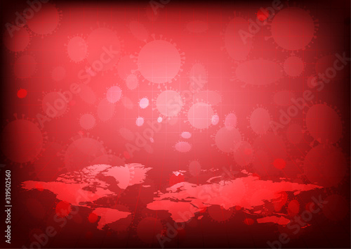 Vector : world map with virus and healthcare items