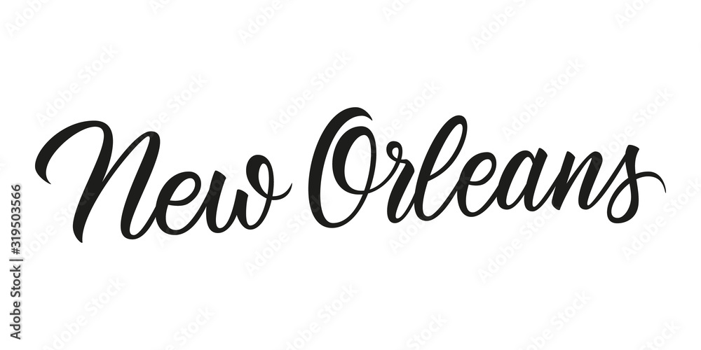 New Orleans handwritten inscription. New Orleans city name hand drawn lettering isolated on white background. Calligraphic element for your design. Vector illustration. New Orleans handwritten inscription. New Orleans city name hand drawn lettering isolated on white background. Calligraphic element for your design. Vector illustration.