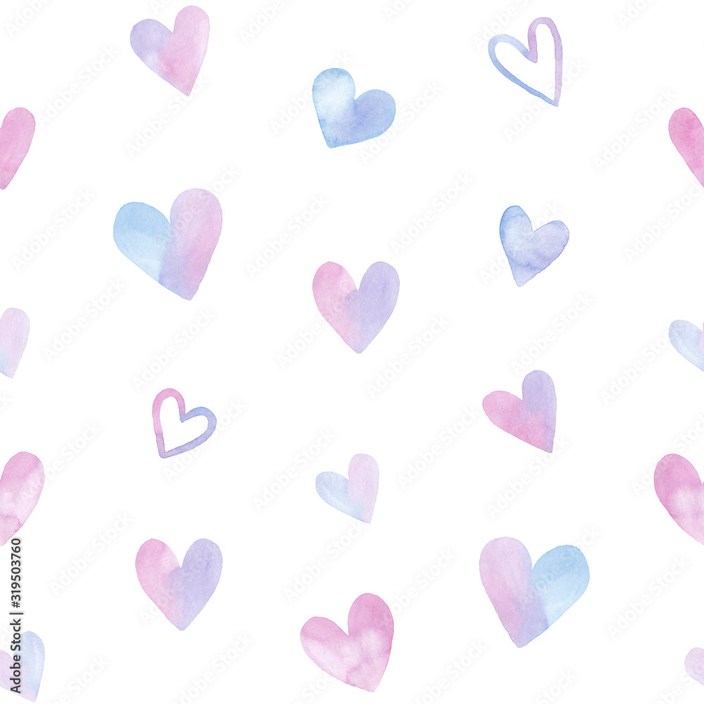 Valentine's day seamless pattern of hearts, isolated on white