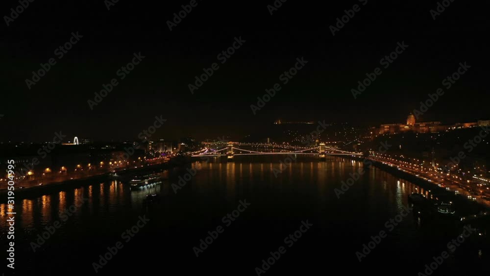 Night Aerial View On a Boat Budapest City Night Aerial View On a Boat Budapest City