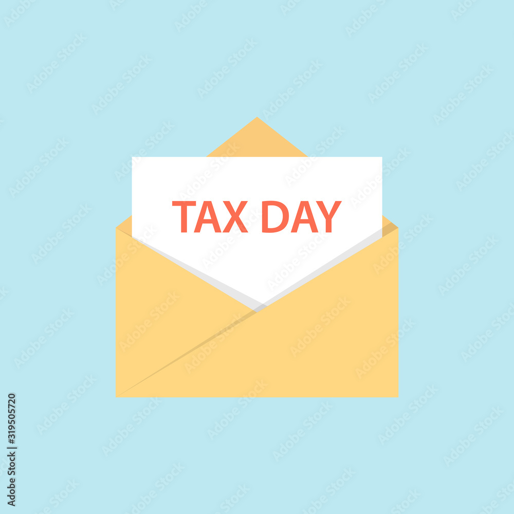 Tax Day letter, email or message. Flat style template for finance accounting, planning and taxation. Vector Illustration. Tax Day letter, email or message. Flat style template for finance accounting, planning and taxation. Vector Illustration.