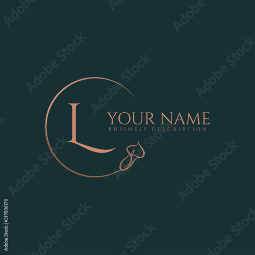 L initial letters of round flower elegant badge logo template