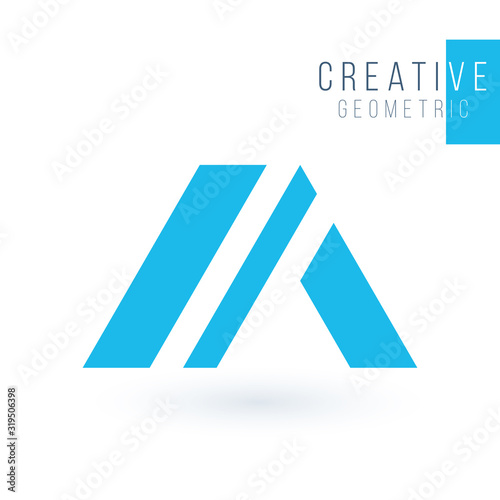 Letter A or delta geometric triangle logo design. Business identity tech element. Stock Vector illustration isolated on white background.
