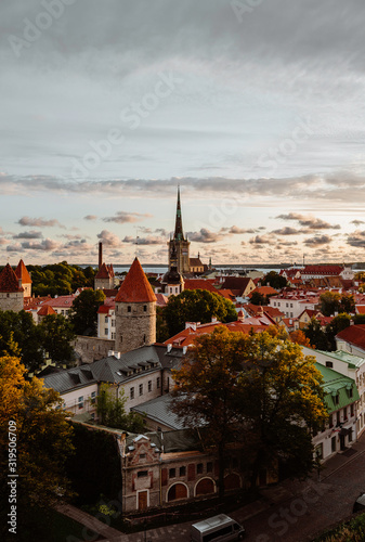 Tallinn Estonia old town sunrise.