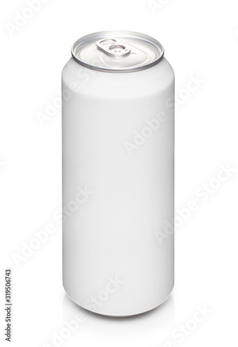 Closed white aluminium can, isolated on white background