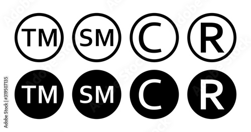 Copyright trademark, smartmark set. Vector illustartion