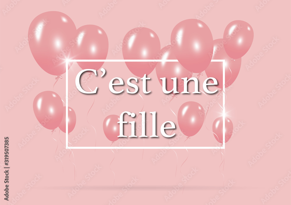 carte ou bandeau naissance rose c'est une fille
