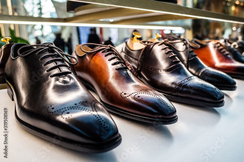 Leather shoes in retail setting