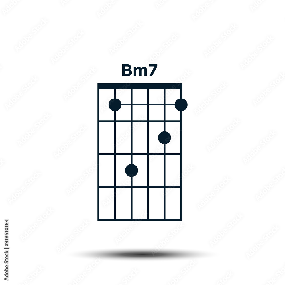 Bm7, Basic Guitar Chord Chart Icon Vector Template Stock Vector | Adobe ...