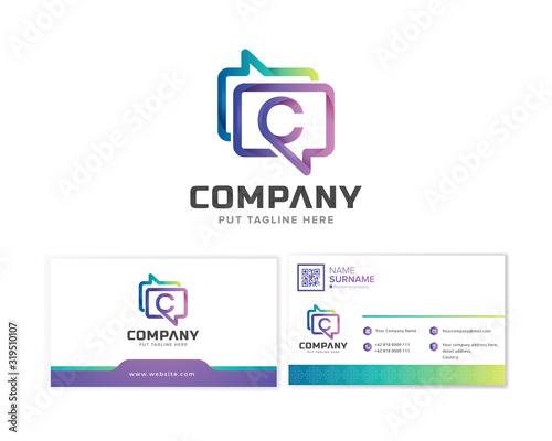 Messaging company logo template with business card