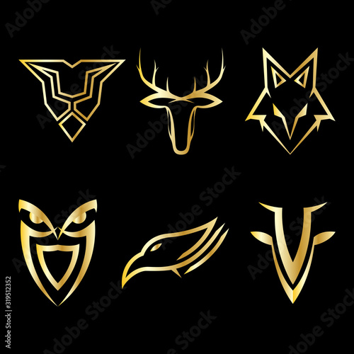 luxury logo set animal vector