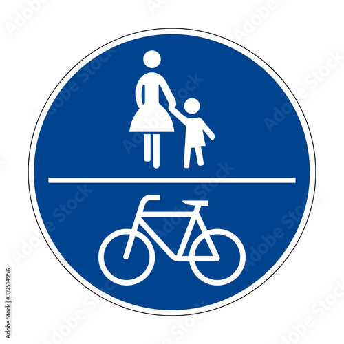 A shared pedestrian and Bicycle path. Road sign of Germany. Europe. Vector graphics.