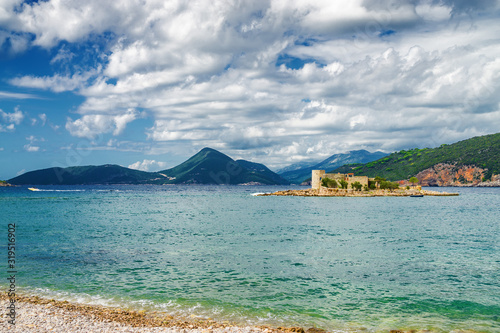 Sunny view of Kotor bay from Lustica peninsula, Montenegro. photo