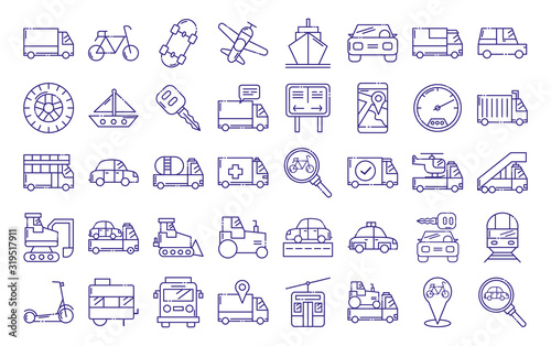 Isolated vehicles icon set vector design