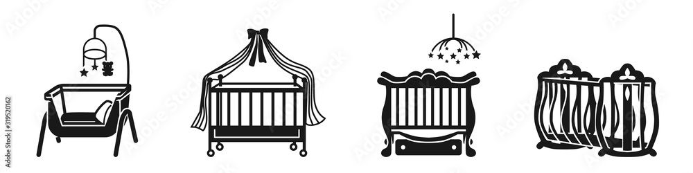 Crib icons set. Simple set of crib vector icons for web design on white background Crib icons set. Simple set of crib vector icons for web design on white background