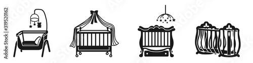 Crib icons set. Simple set of crib vector icons for web design on white background