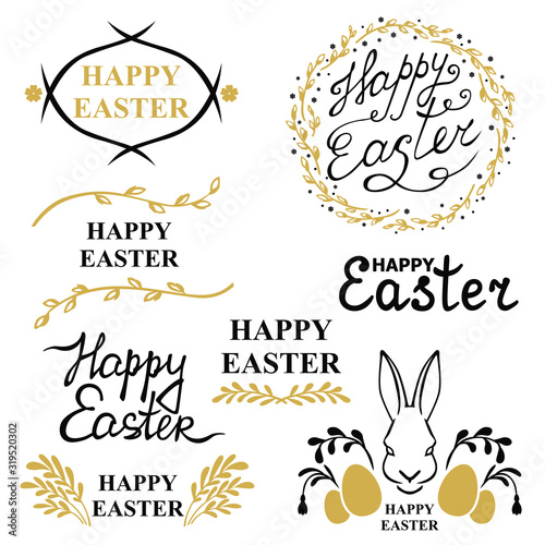 Easter decorative greeting icon set