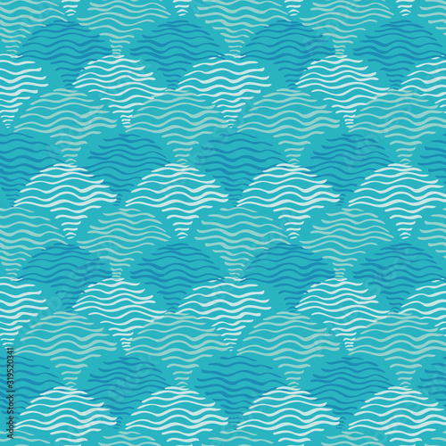 Aqua waves background. Seamless blue water ripples pattern. Vector illustration for fabric, wallpaper, scrapbooking projects or bacgrounds.