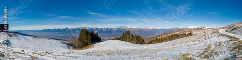 The view of the Dolomites from the Navegal ski resort, Belluno, Italy