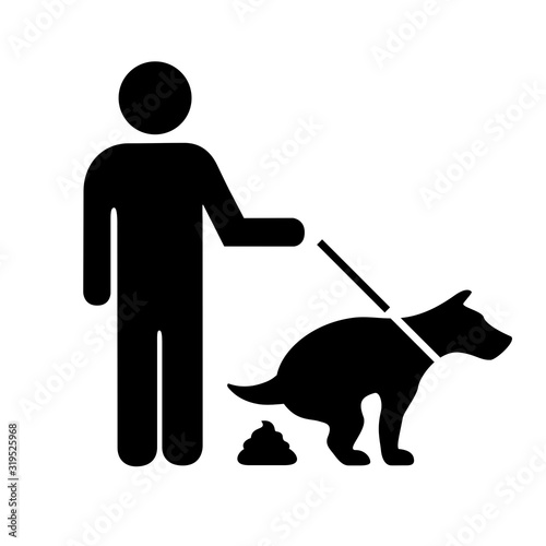 Dog pooping vector pictogram