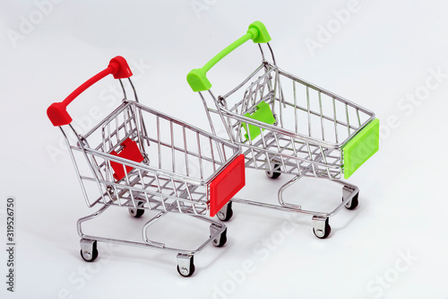 Carts for supermarkets on a white background