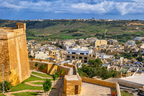 Malta, Gozo, Victoria, Rabat suburb seen from Cittadella