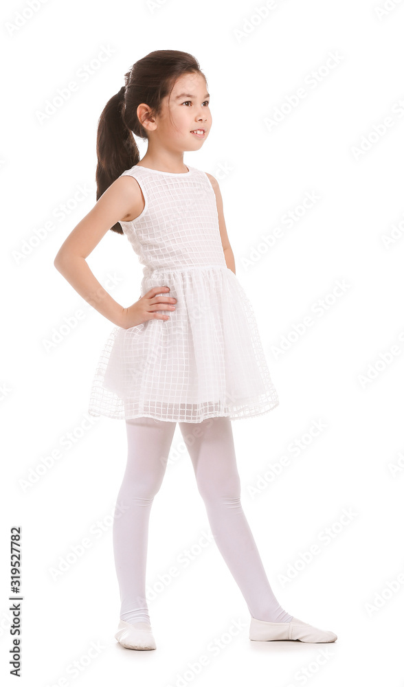 Cute little ballerina on white background Cute little ballerina on white background