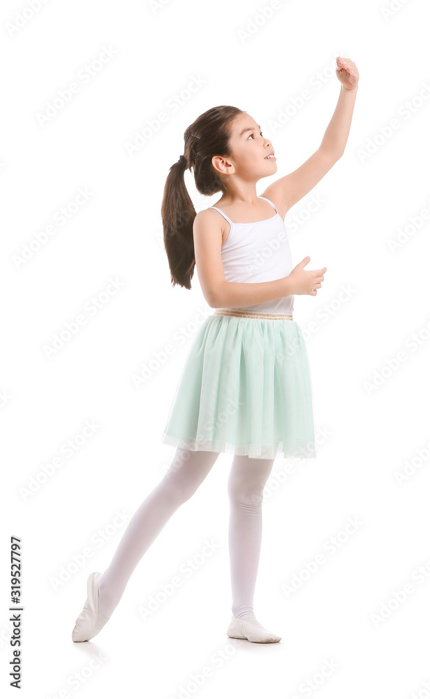 Fototapeta premium Cute little ballerina on white background