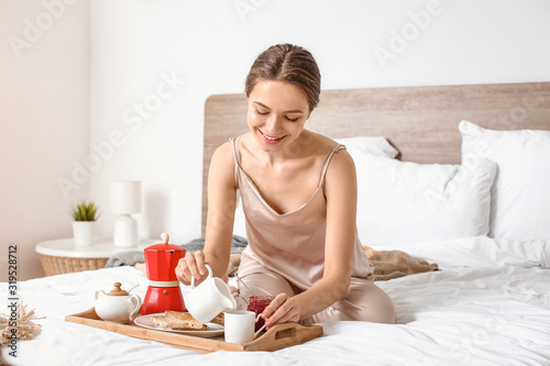 Morning of beautiful young ...