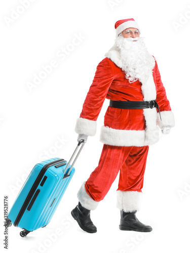 Santa Claus with luggage on...