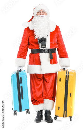 Santa Claus with luggage on...