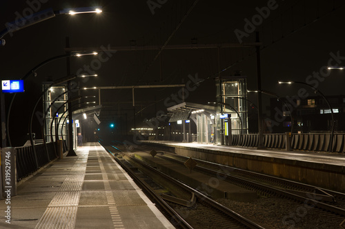 Empty station Arnhem Zuid at night, Netherlands