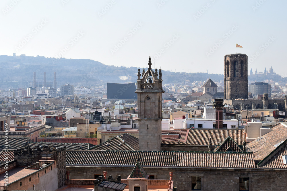 View Across Spanish City Skyline with Towers 
