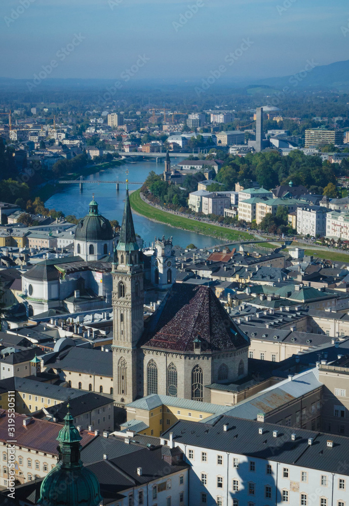 Aerial view of Salzburg old city, Austria
