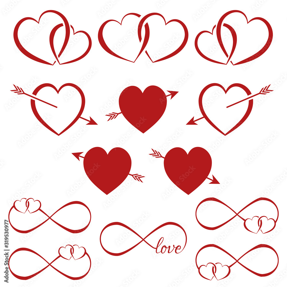 Zestaw serc na Walentynki - obrazy, fototapety, plakaty 