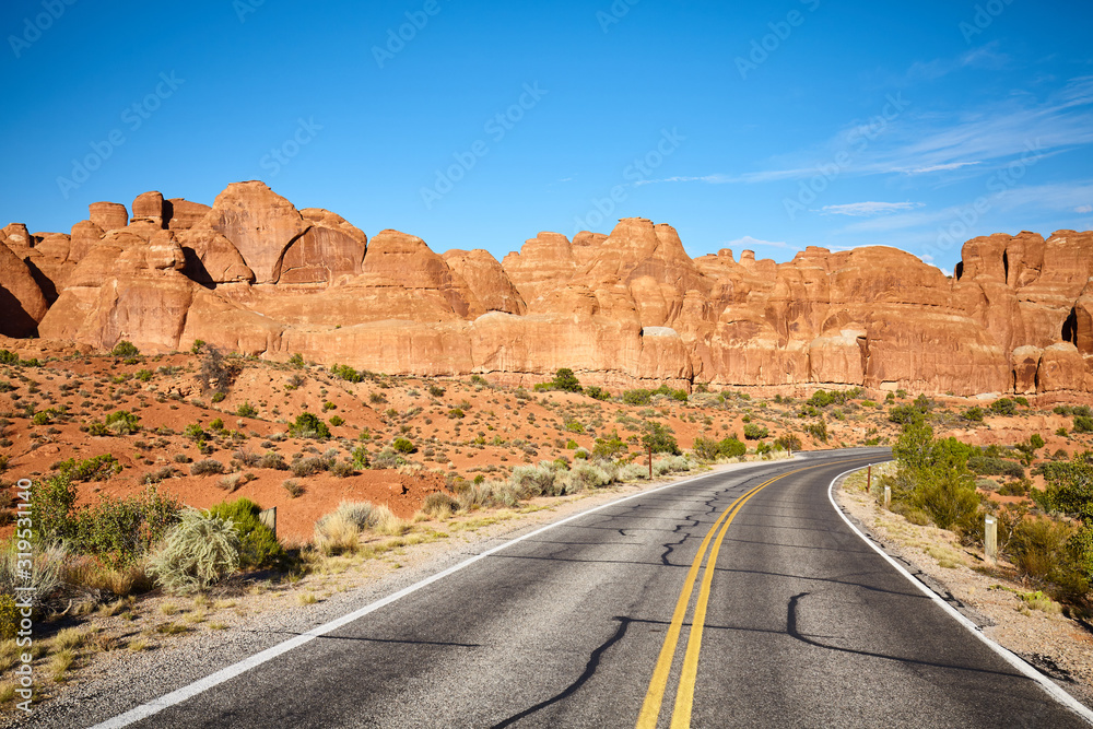 Scenic road in Arches National Park, Utah, USA. Scenic road in Arches National Park, Utah, USA.
