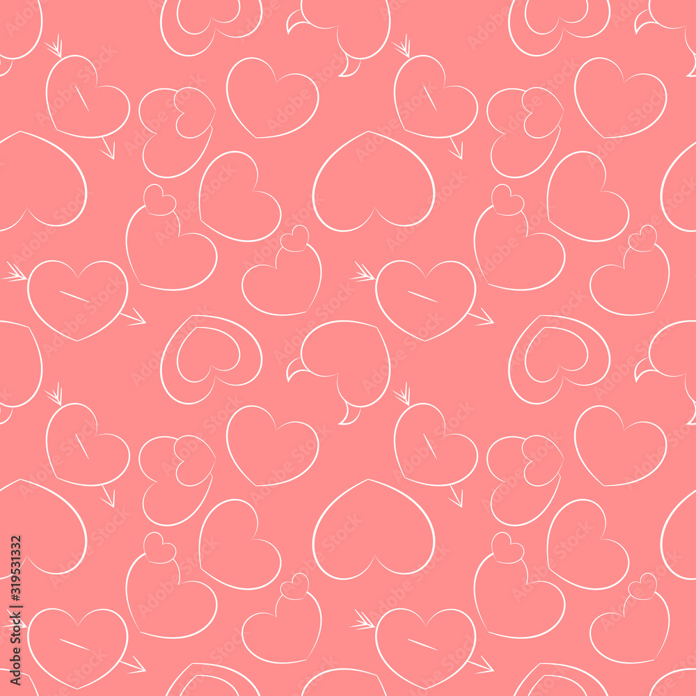Seamless pattern with outline icon of hearts. Heart with different meaning. Seamless pattern with outline icon of hearts. Heart with different meaning.