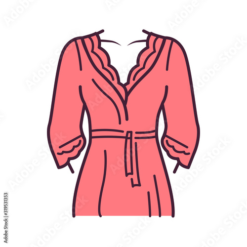 Bathrobe lingerie color line icon. Dressing gown. Housecoat or morning gown is a robe, a loose-fitting outer garment. Pictogram for web page, mobile app, promo. Editable stroke.