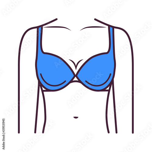 Bra lingerie color line icon. Close-fitting garment that is worn to help lift and support a woman s breasts. Pictogram for web page, mobile app, promo. UI UX GUI design element. Editable stroke.