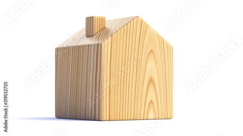 Fototapeta Naklejka Na Ścianę i Meble -  Wooden house isolated on white background. 3d illustration